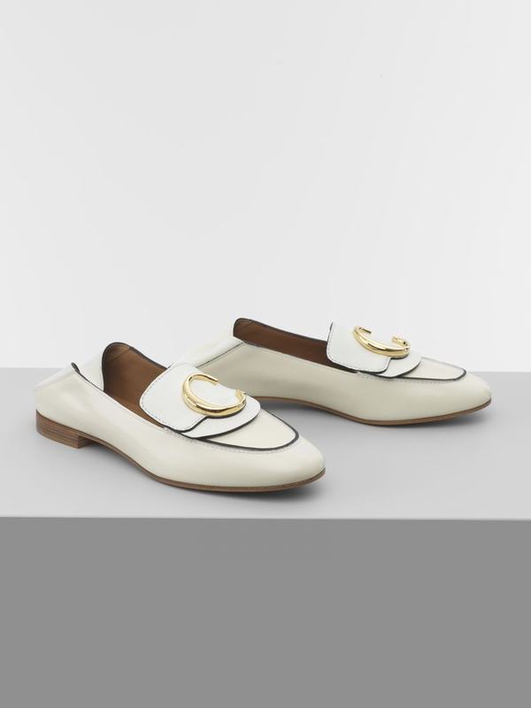 Chloé Moccasins Mujer Zapatos Beige Blancas Calfskin OJHY91836